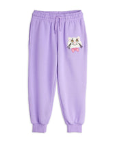 MINI RODINI Cat with bowtie chenille joggingbroek - Lila