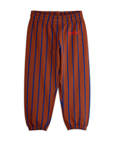 Mini Rodini Kinderjogger bruin met blauwe verticale streep