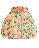 Mini Rodini Puffer Winterjas in geel met alpine bloemen print