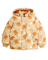 Mini Rodini Puffer Winterjas in beige met mammoetten print