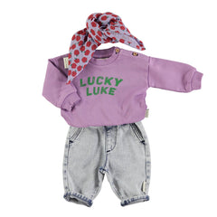 Piupiuchick Baby Sweater Mauve w/ "lucky luke" print