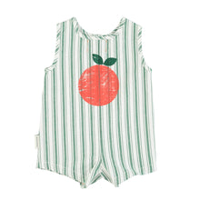 Piupiuchick Baby Short Jumpsuit - White With Large Green Stripes