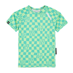 Beach & Bandits UV-shirt Korte Mouw Groen - Checkered Surf