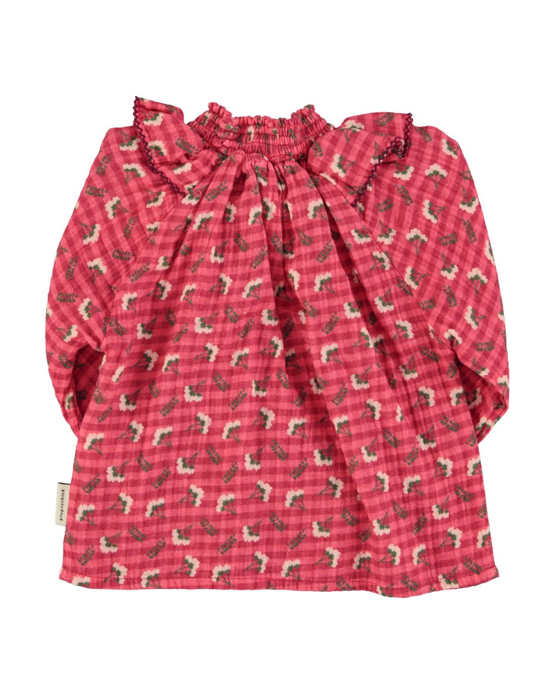 Piupiuchick Blouse - Pink checkered flowers