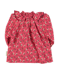 Piupiuchick Blouse - Pink checkered flowers