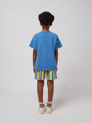 Bobo Choses Badstof Bermuda Multicolor Stripes - Wit/blauw