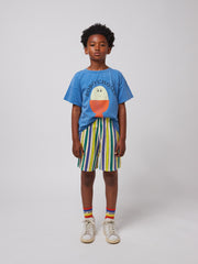 Bobo Choses Badstof Bermuda Multicolor Stripes - Wit/blauw