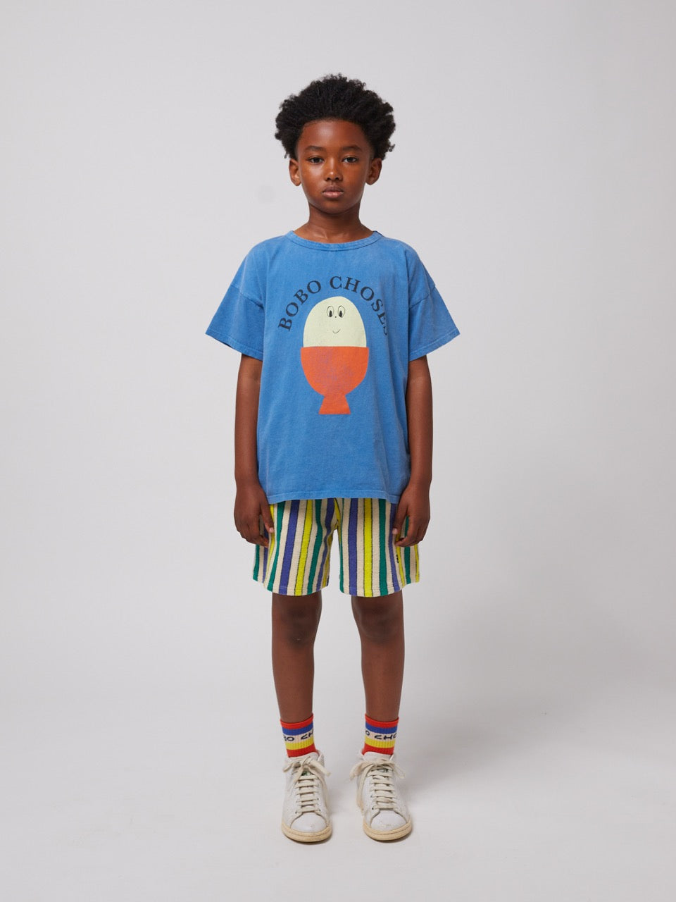 Bobo Choses Badstof Bermuda Multicolor Stripes - Wit/blauw