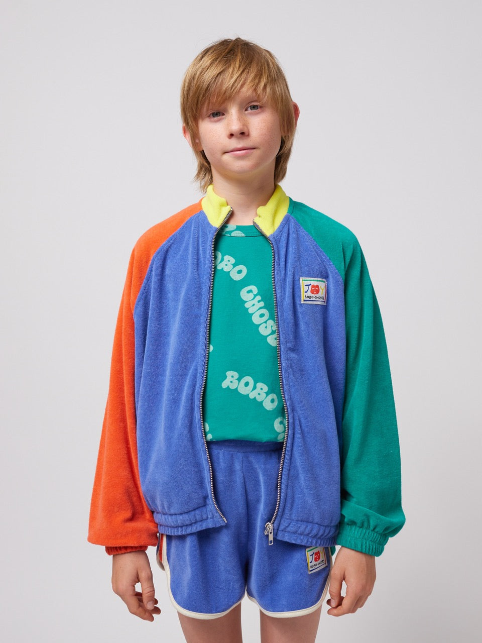 Bobo Choses Badstof Vest Smiling Colorblock - Blauw