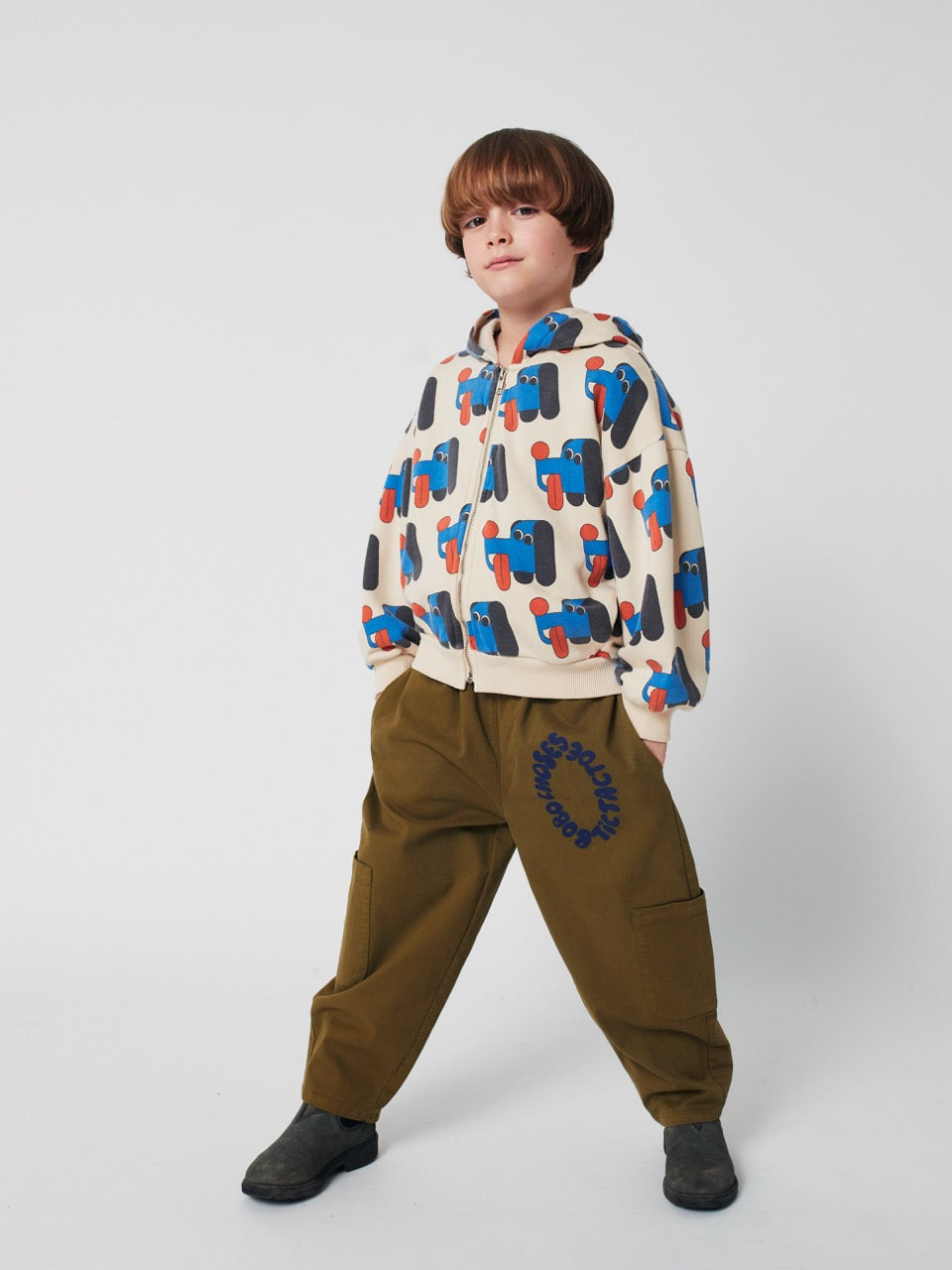 Bobo Choses Doggy Mate Hoodie met rits - Offwhite