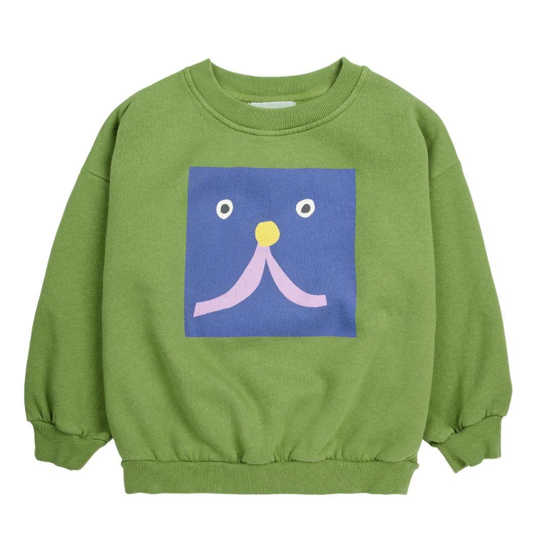 Bobo Choses trui groen funny face print