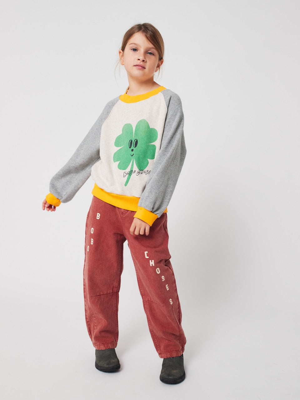 Bobo Choses Lucky Clover raglan Trui - Gemêleerd grijs