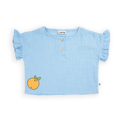 CarlijnQ Basic - frilled shirt with orange print
