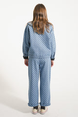 Piupiuchick Flare broek - Washed blue denim black hearts