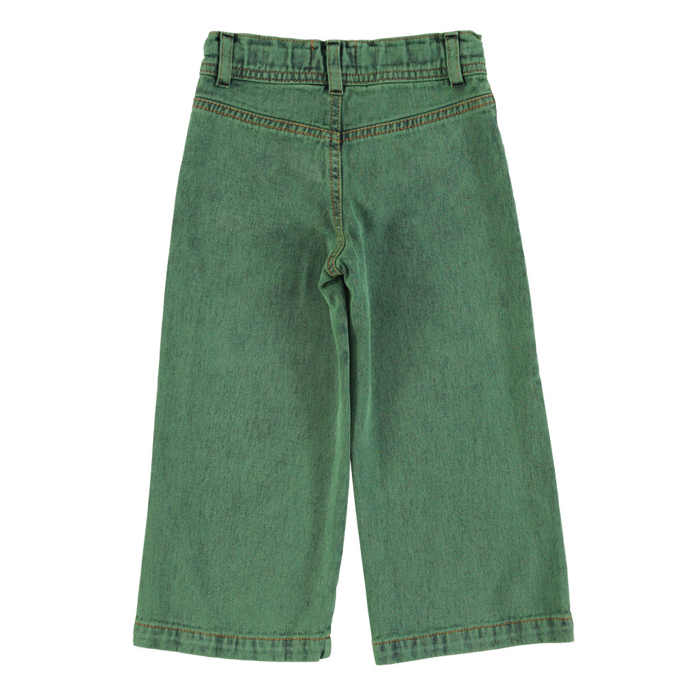 Piupiuchick Flare trousers Washed green denim