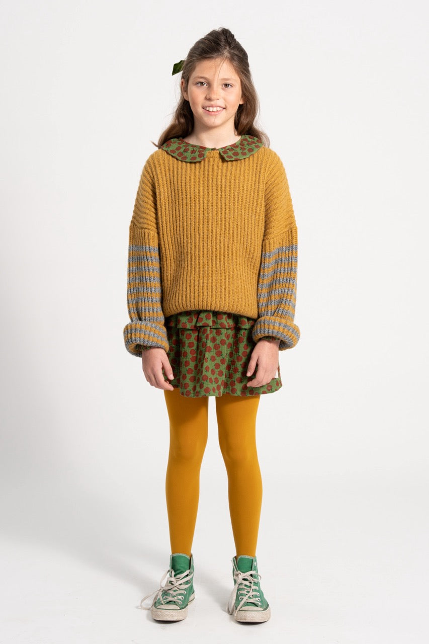 Piupiuchick Knitted sweater Camel & grey stripes