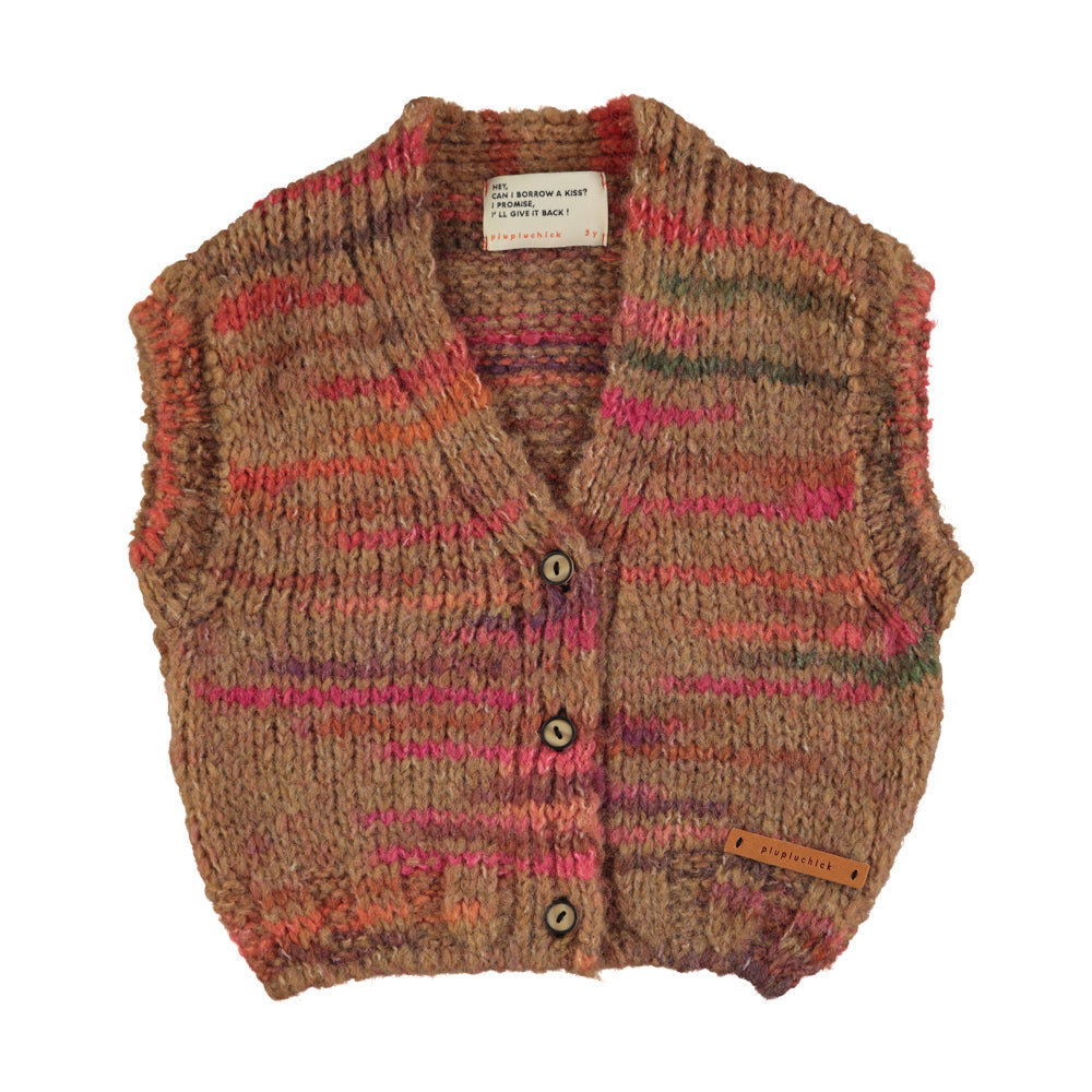 Piupiuchick gebreide spencer bruin roze