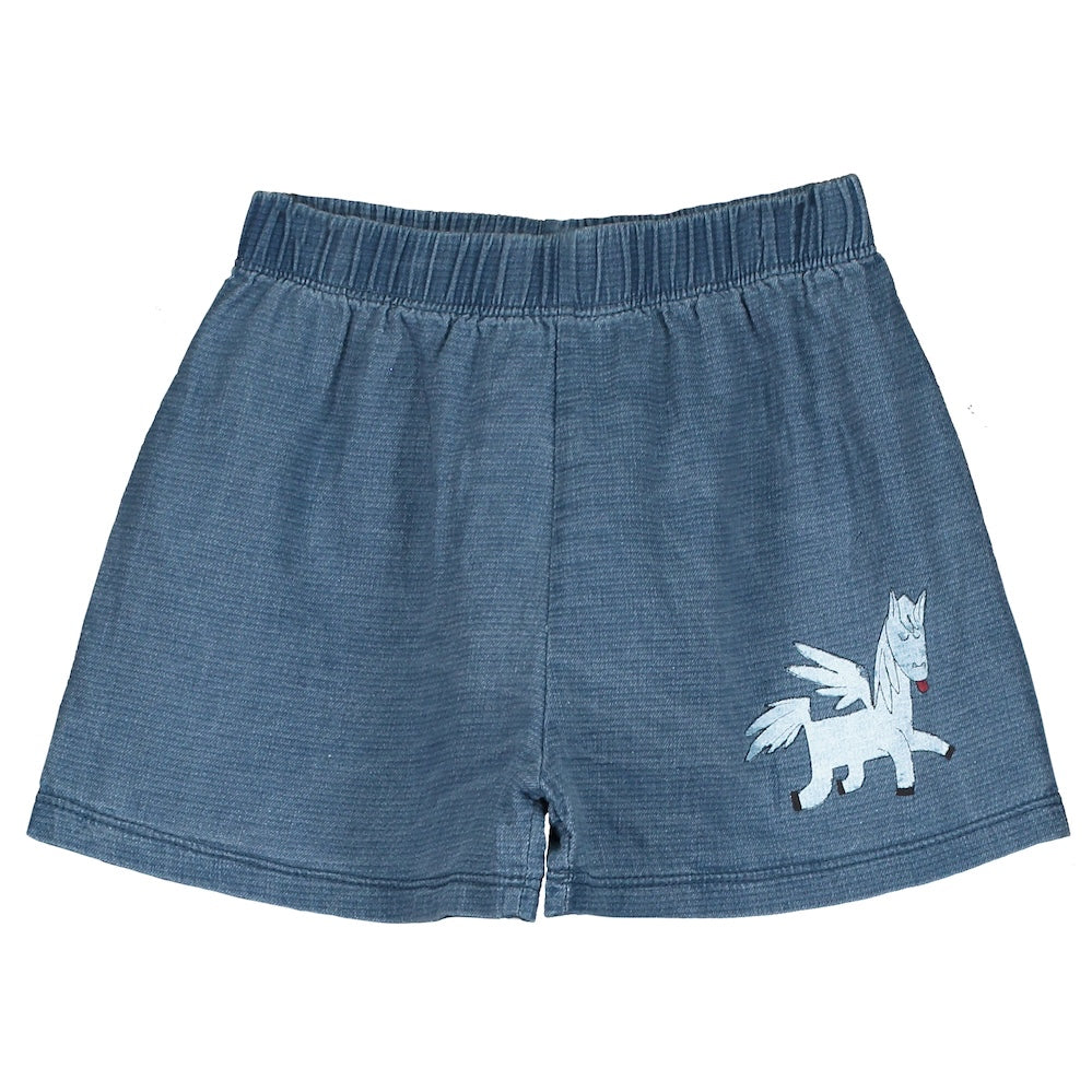 Lötiekids Korte Spijkerbroek Pegasus - Washed Indigo