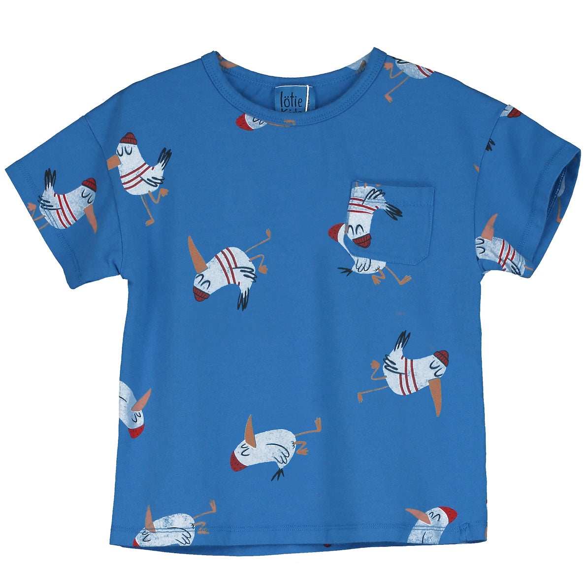 Lötiekids Tshirt Seagulls All Over - Blauw