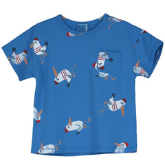 Lötiekids Tshirt Seagulls All Over - Blauw