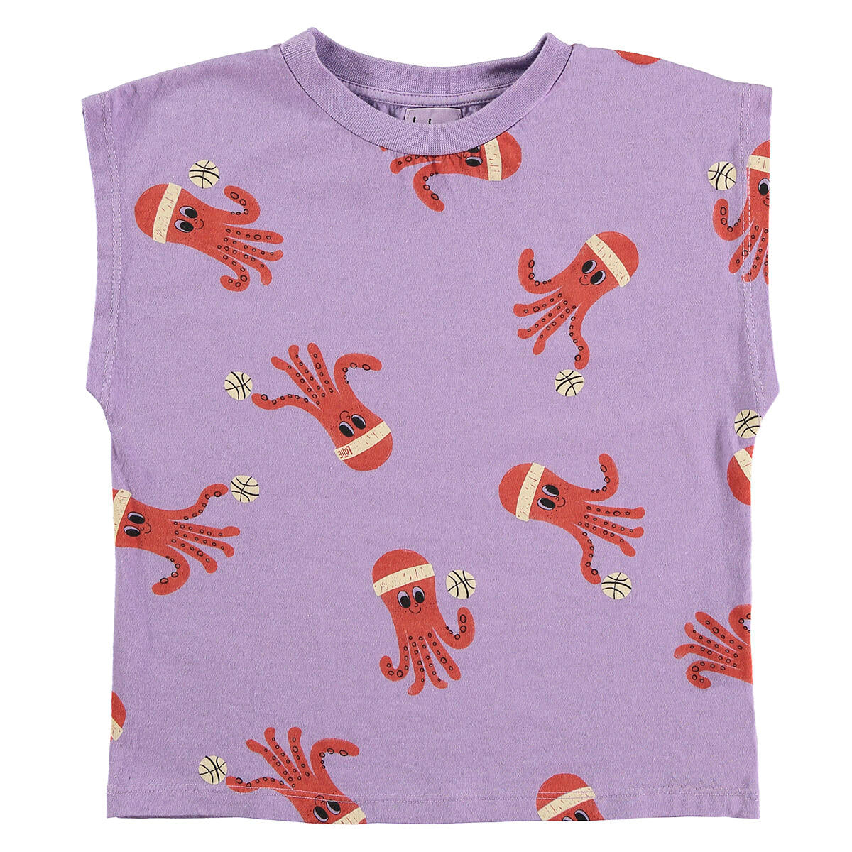 Lötiekids Sleeveless Tshirt Octopuses - Mauve | baby kids conceptstore, duurzame kinderkleding, duurzame babykleding