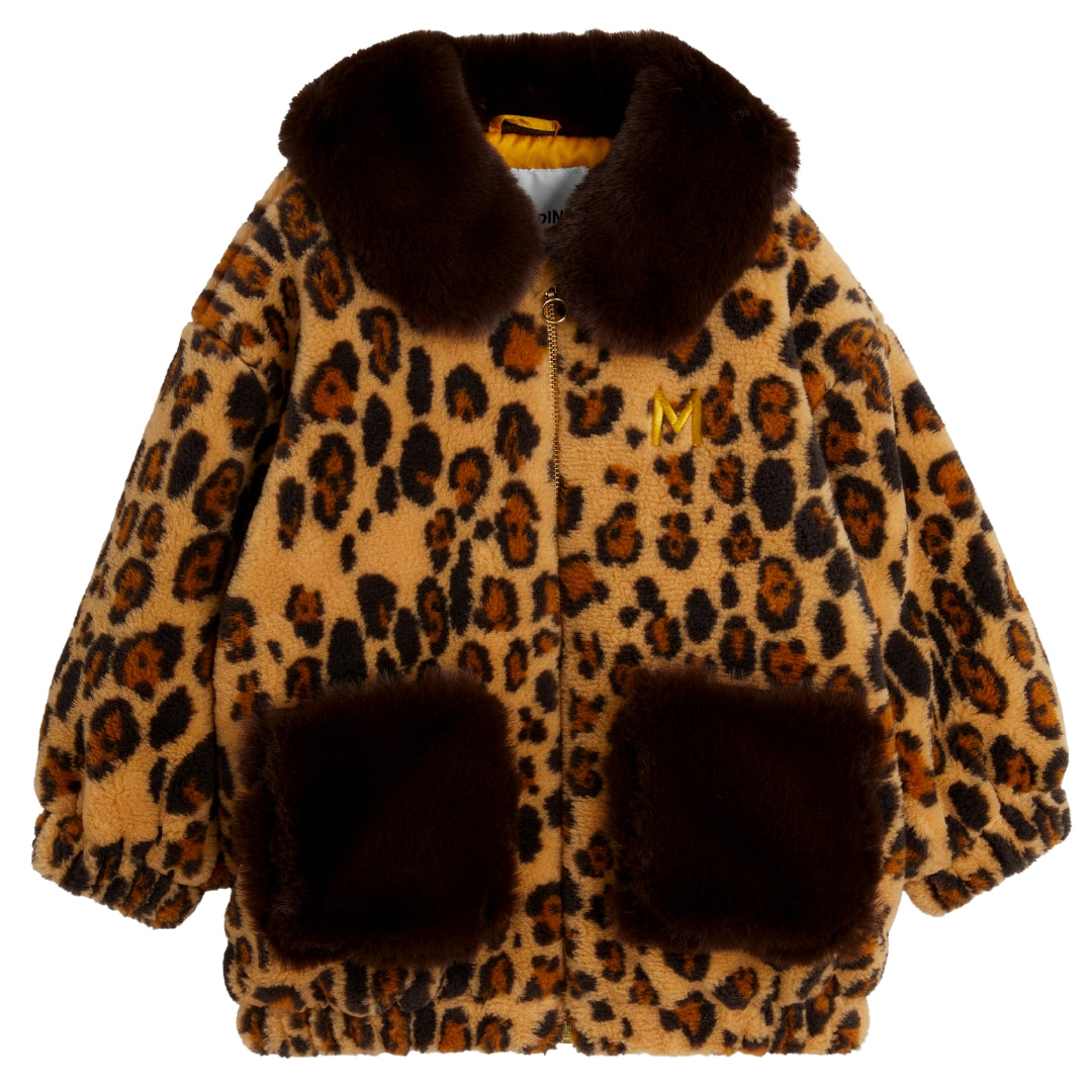 MINI RODINI Jas Leopard faux fur - Beige