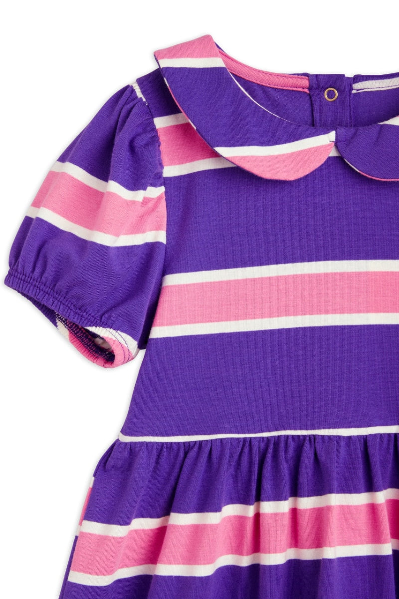 MINI RODINI Stripe Ss Dress - Purple
