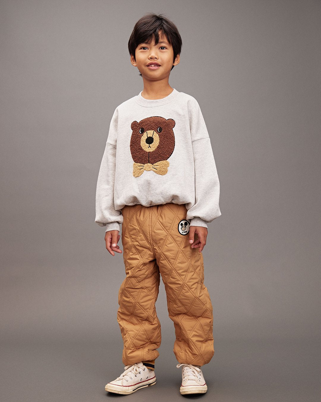 *PRE-ORDER* MINI RODINI Bear chenille sweatshirt - Grijs Melange