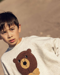 *PRE-ORDER* MINI RODINI Bear chenille sweatshirt - Grijs Melange