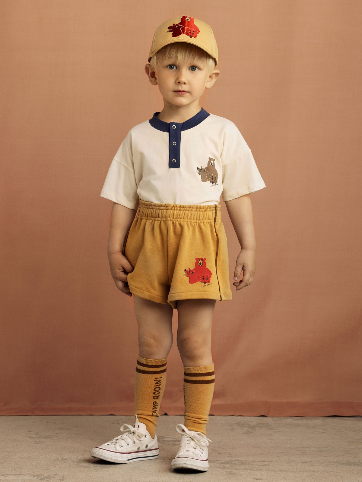 MINI RODINI Camp Rodini Korte Joggingbroek - Lichtbruin