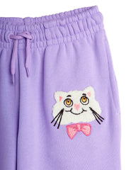 *PRE-ORDER* MINI RODINI Cat with bowtie chenille joggingbroek - Lila