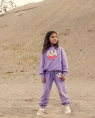 *PRE-ORDER* MINI RODINI Cat with bowtie chenille joggingbroek - Lila