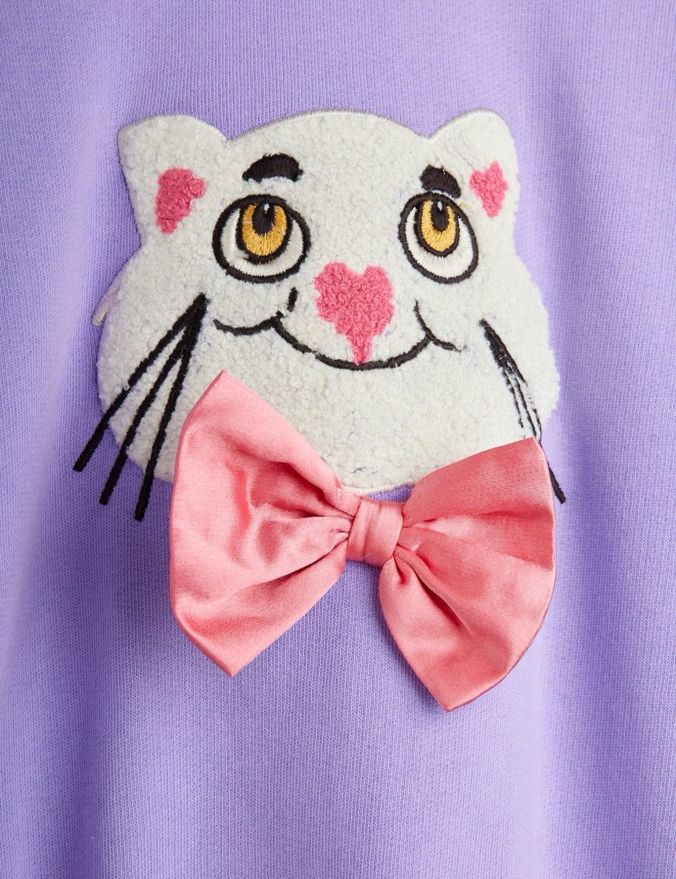 *PRE-ORDER* MINI RODINI Cat with bowtie chenille sweatshirt - Lila