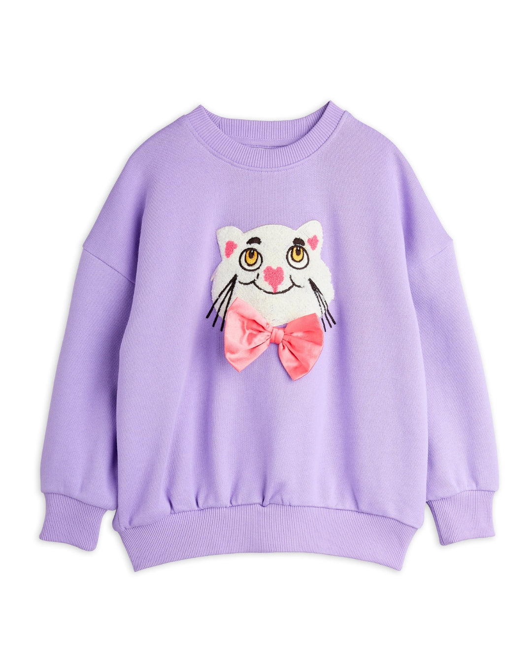 MINI RODINI Cat with bowtie chenille sweatshirt - Lila