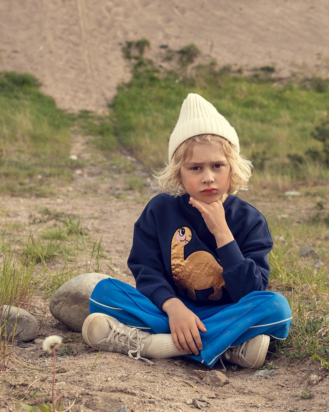 *PRE-ORDER* MINI RODINI Dino application sweatshirt - Blauw