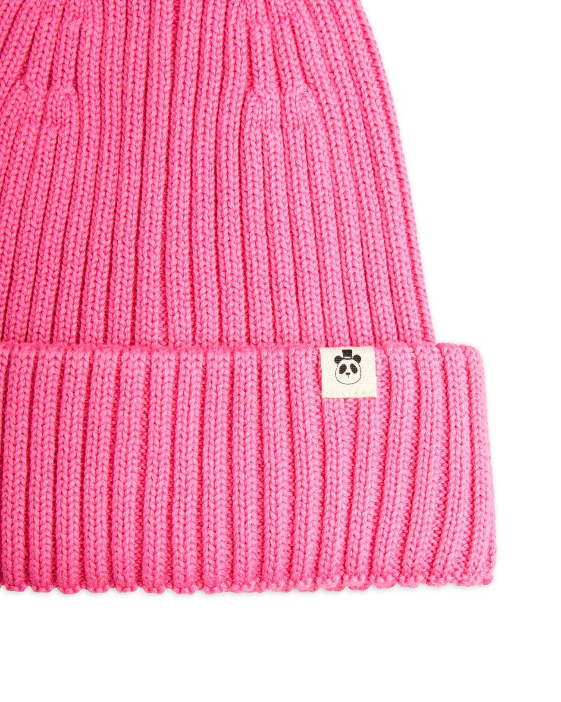 MINI RODINI Knitted rib fold-up hat - pink