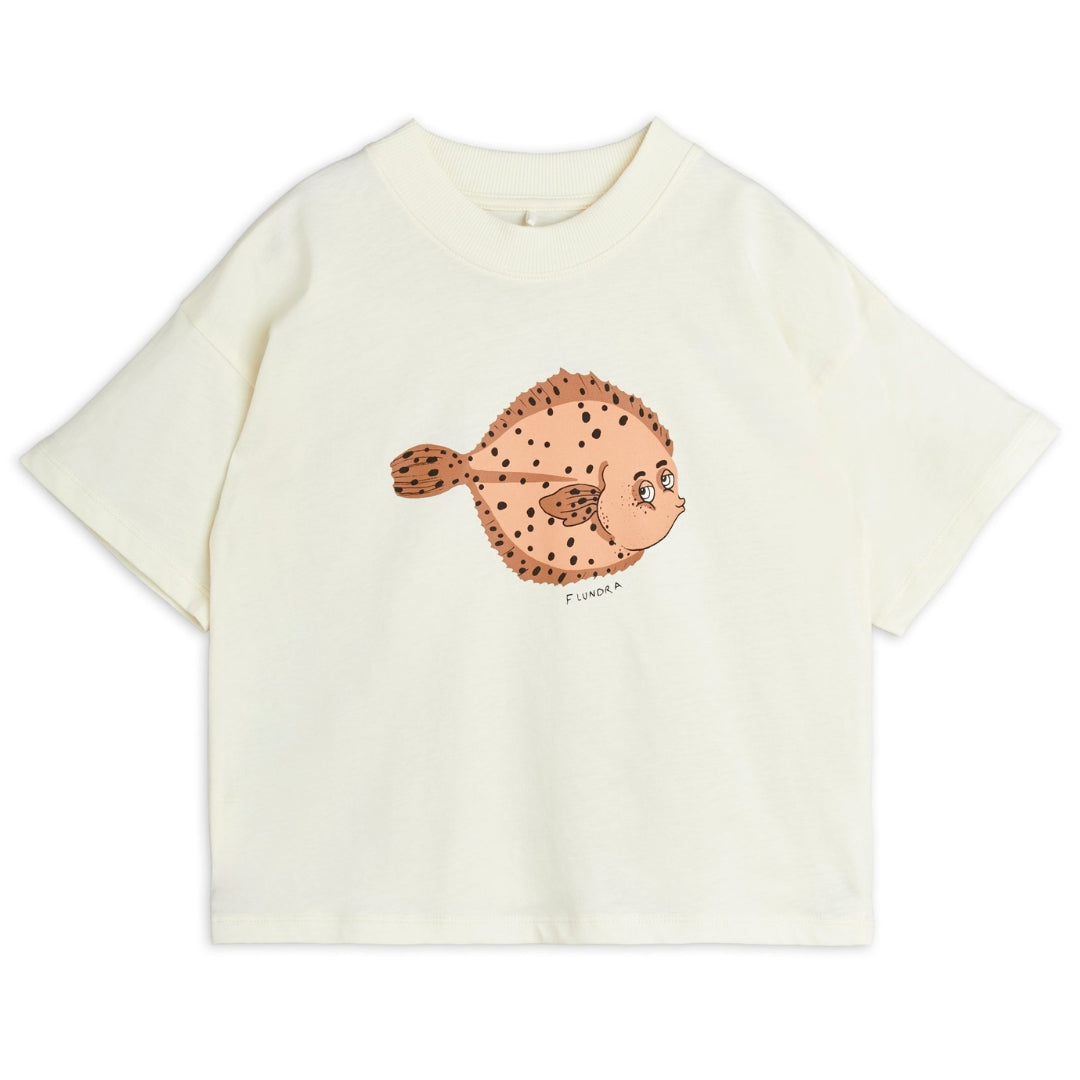 MINI RODINI T-shirt Flundra / Vis sp - Offwhite