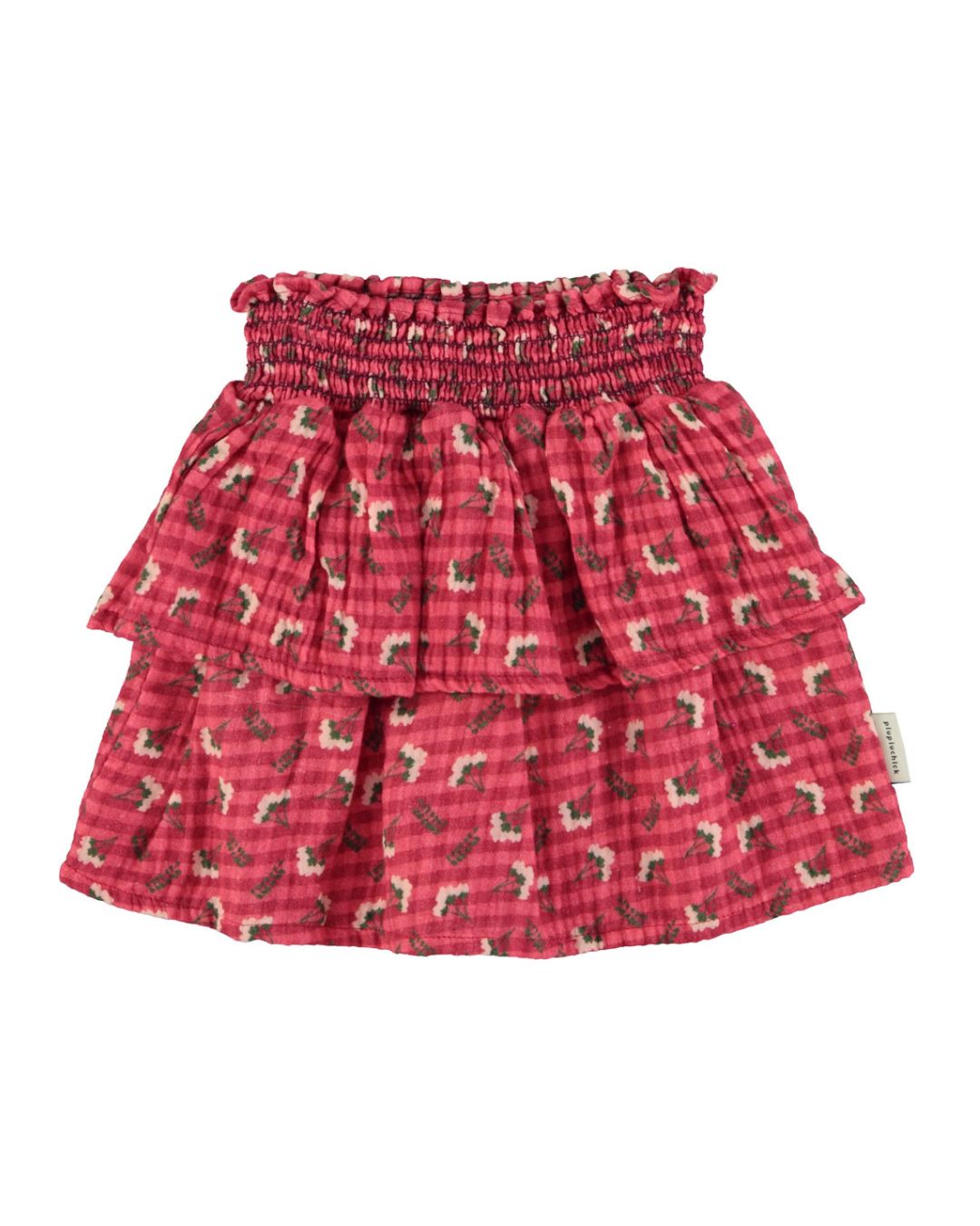Piupiuchick Korte rok - Pink checkered flowers