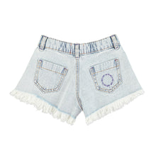 Piupiuchick Shorts With Fringes - Washed Blue Denim