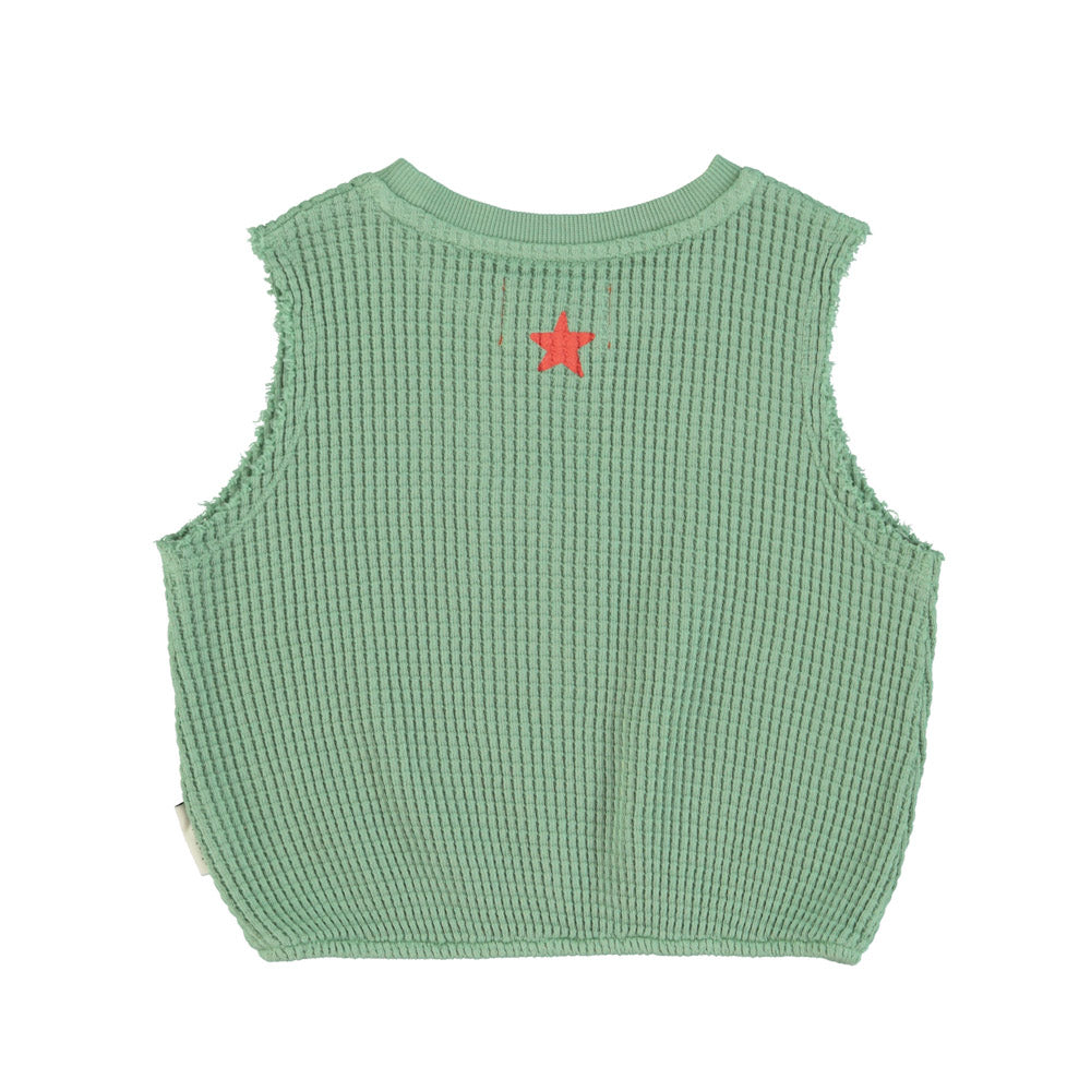 Piupiuchick Sleeveless Top - Green With "Hot Hot" Print