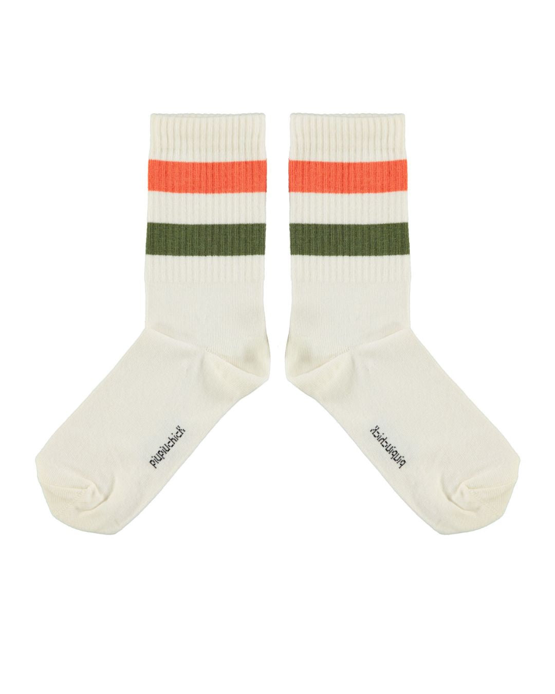 Piupiuchick Sokken - Ecru green & orange stripes