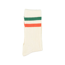 Piupiuchick Socks - Ecru With Orange & Green Stripes