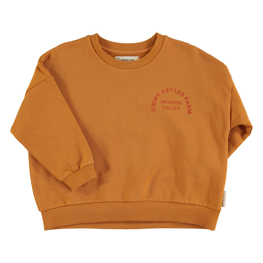 Piupiuchick Sweater Camel w/ "jimmy apples farm" print