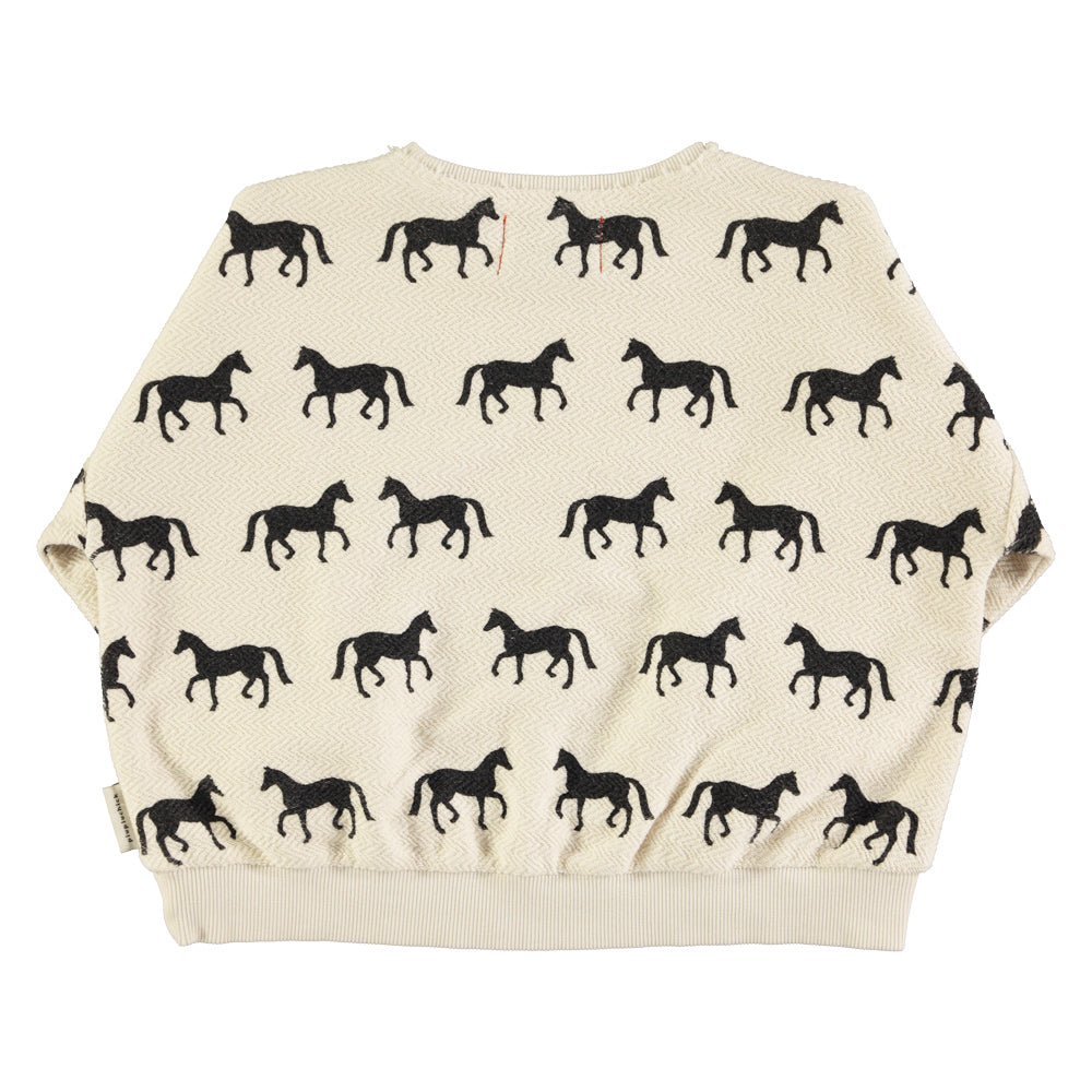 Piupiuchick Sweater Ecru w/ black horses