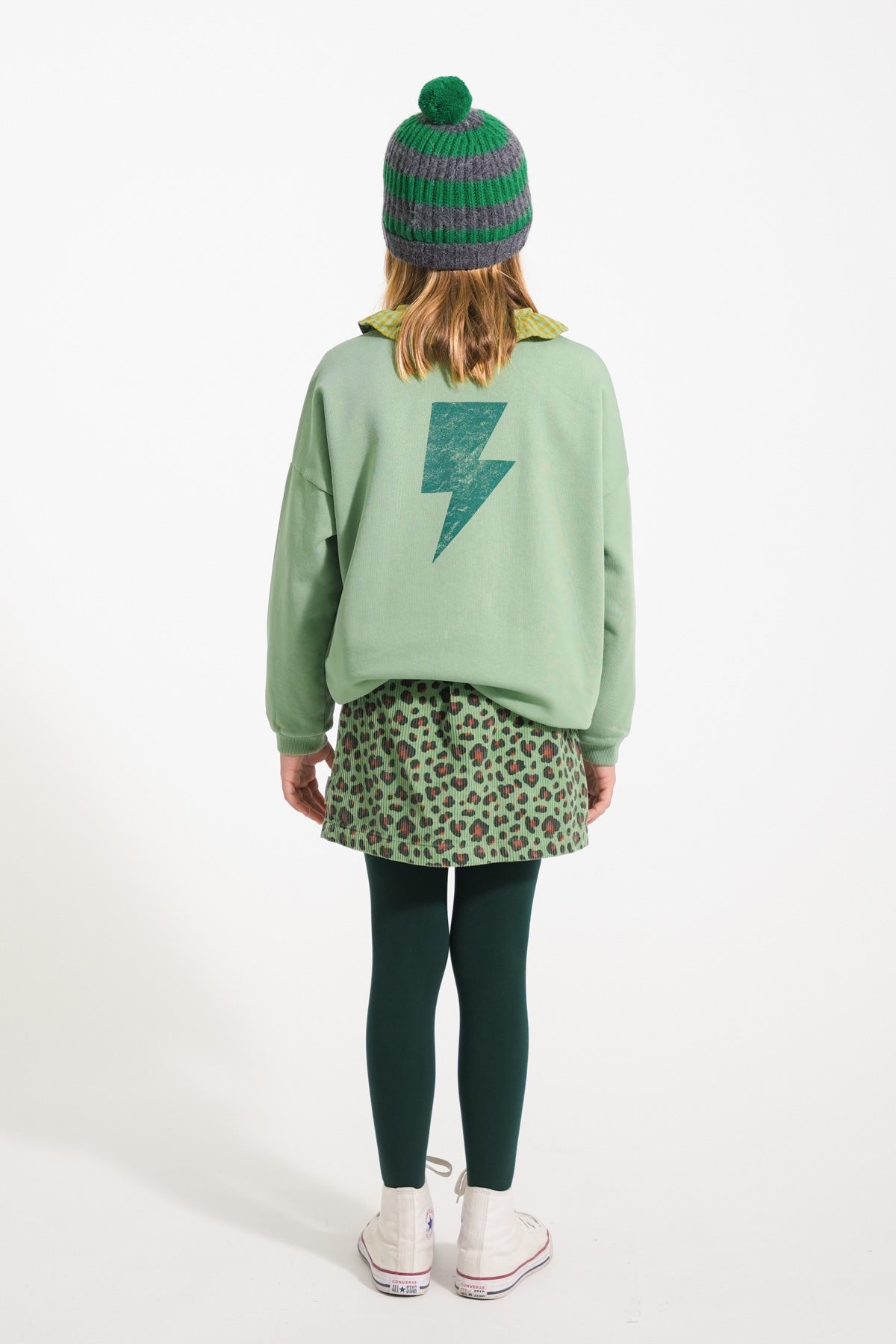 Piupiuchick Sweatshirt - Green "rock & roll" print