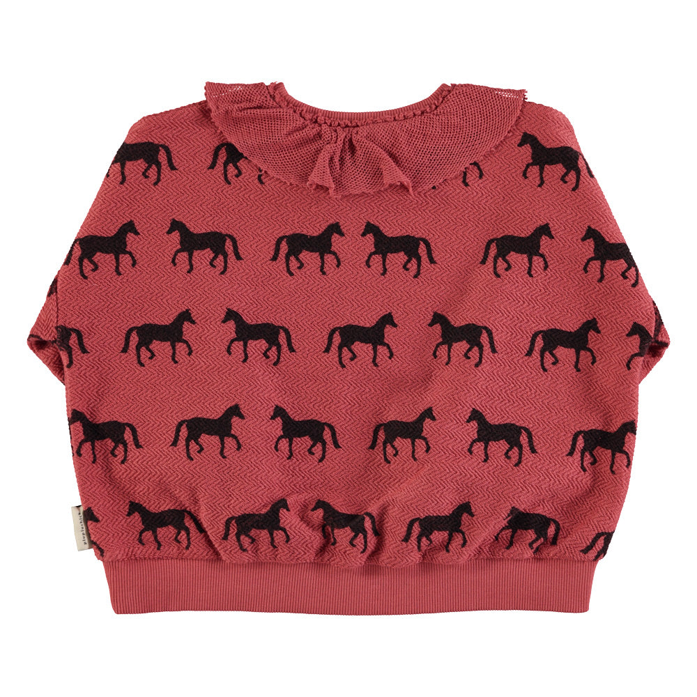 Piupiuchick Sweater Old pink w/ black horses