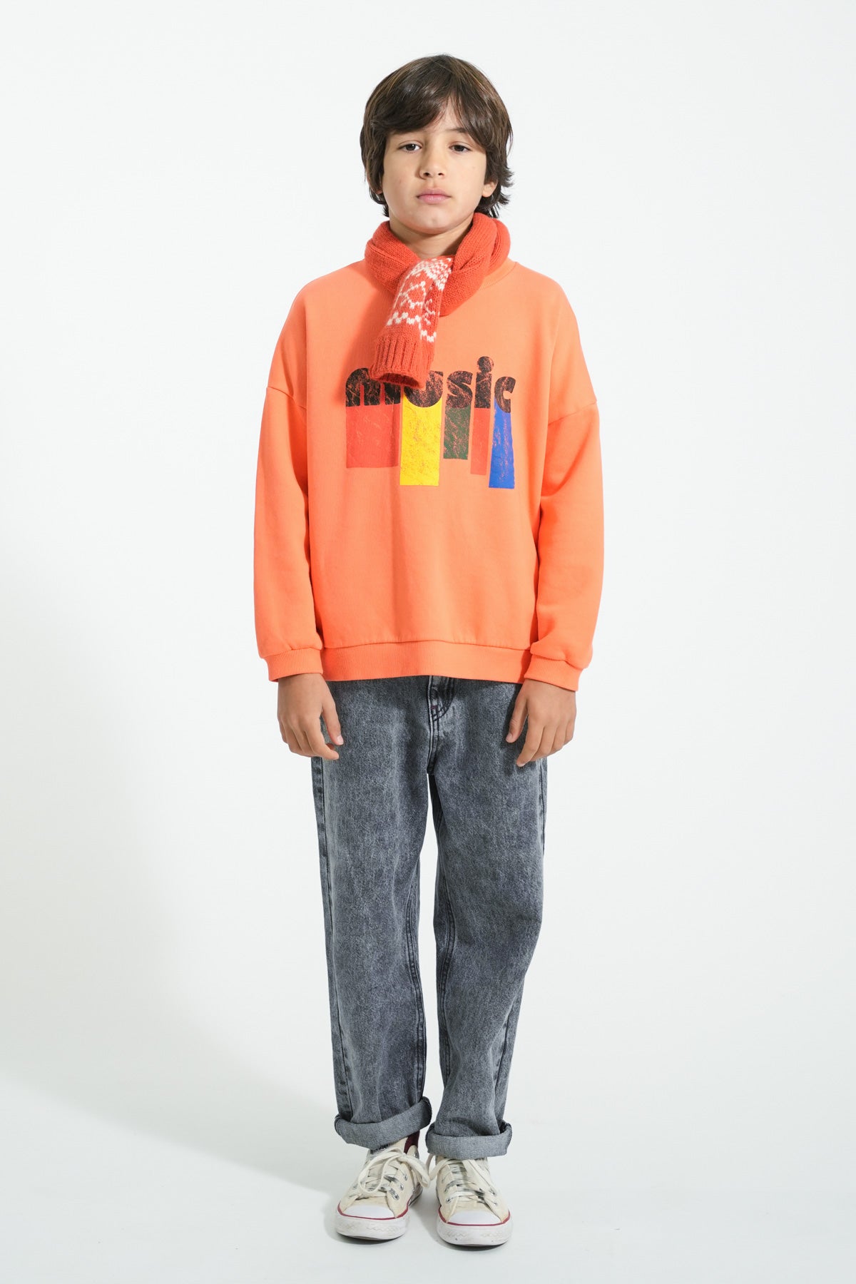 Piupiuchick Sweatshirt - Orange "music" print