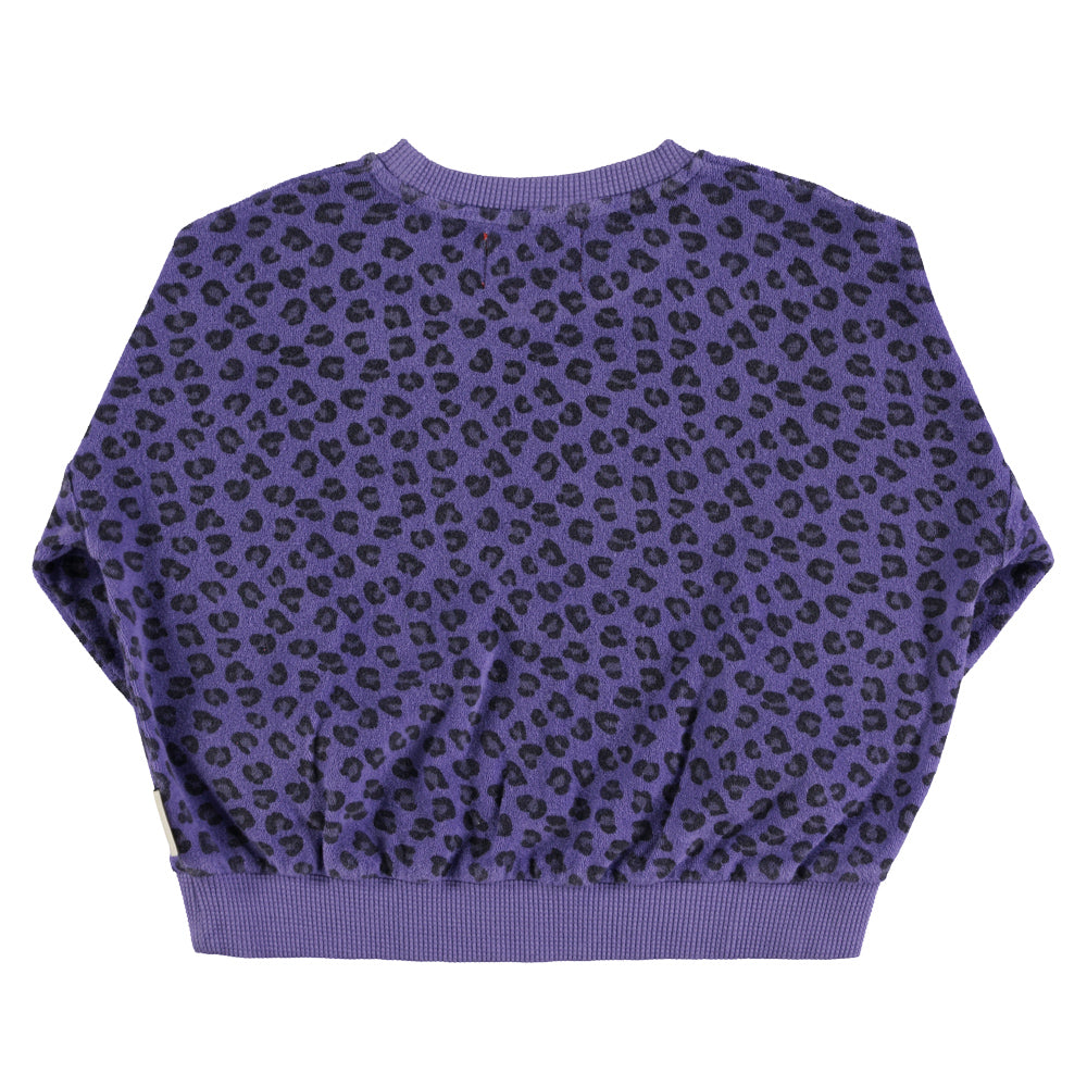 Piupiuchick Terry cotton Sweater Purple w/ animal print