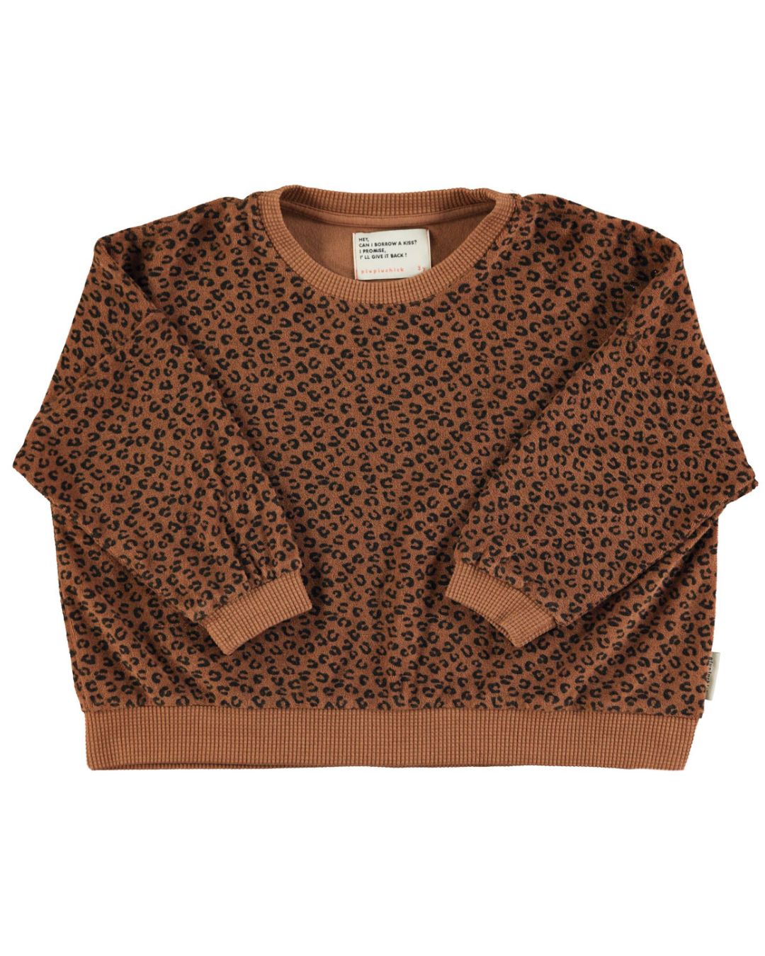 Piupiuchick Terry cotton sweatshirt - Brown animal print
