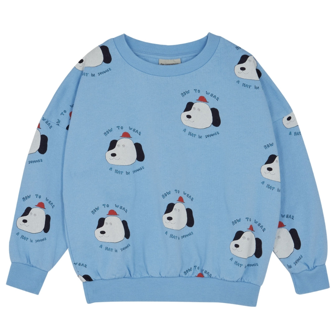 The Campamento Oversized Trui - Dogs Allover - Lichtblauw